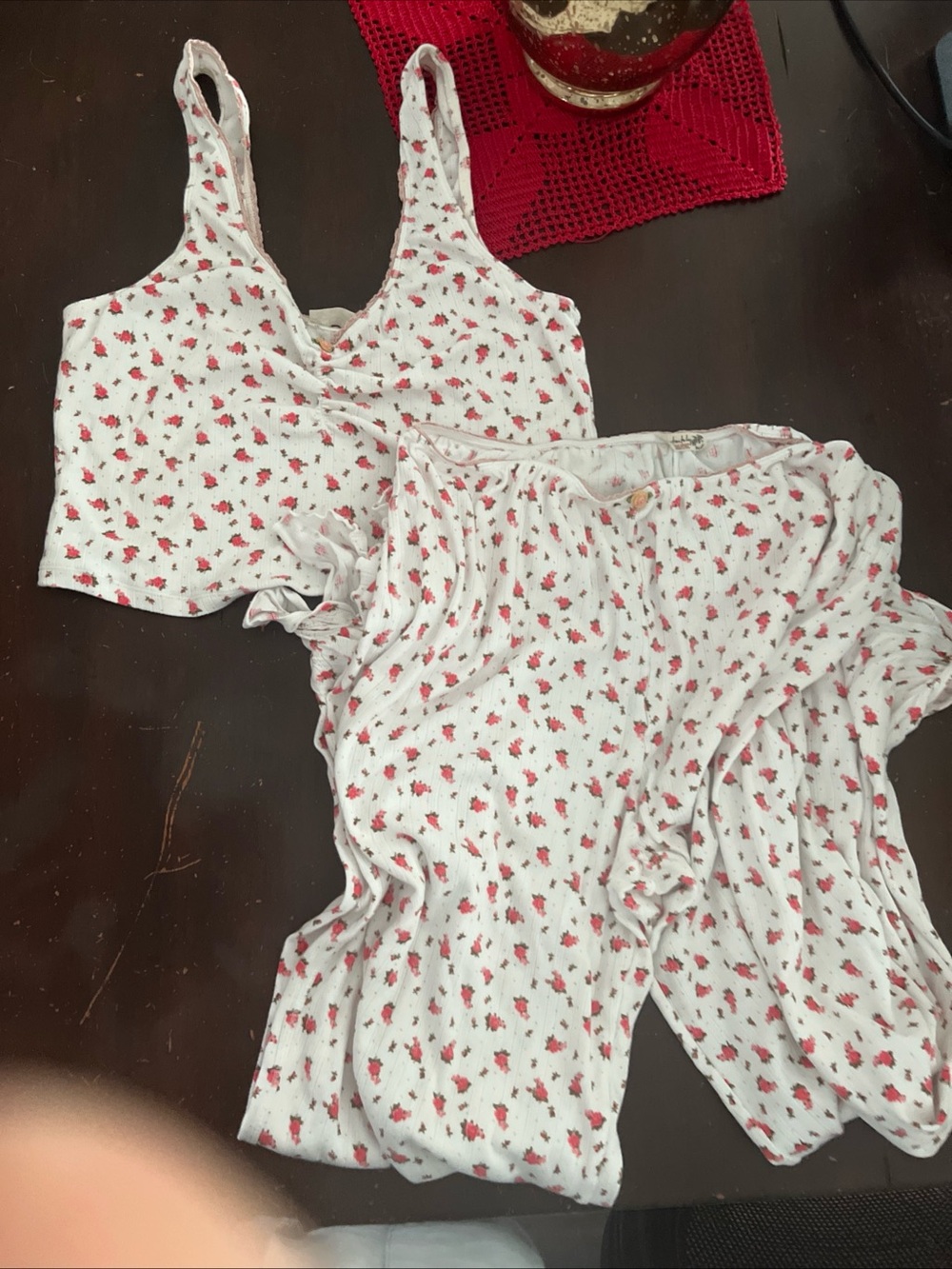 Free People fresh in love pointelle floral pajamas set tank wide leg pants
